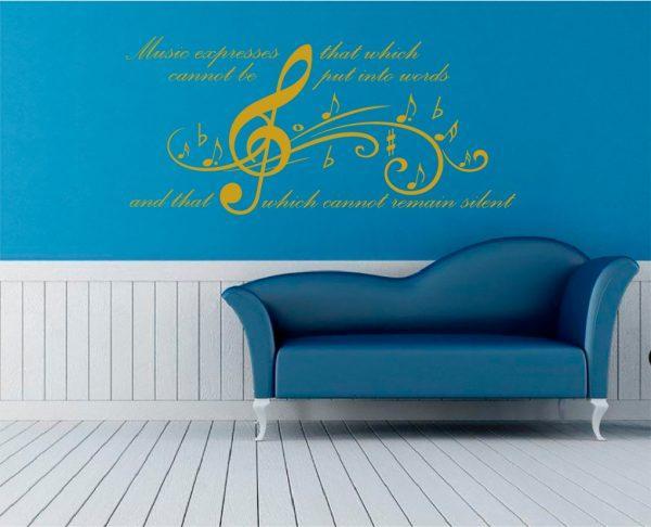 Music-Wall-Decal-Quote-Music-Expresses-That-Which-gold color