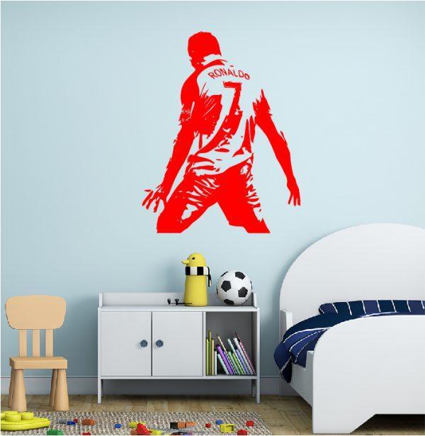 Wall-Decals-Soccer-Player-Cristiano-Ronaldo-001-red color