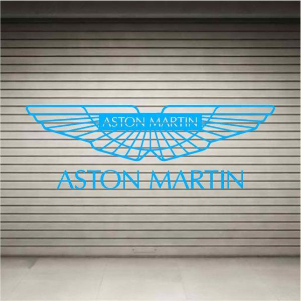 Aston Martin Logo. Wall sticker. Blue color