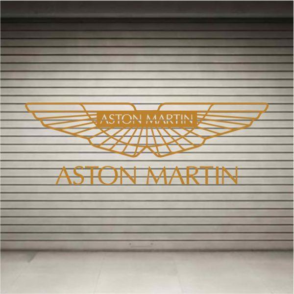 Aston Martin Logo. Wall sticker. Gold color