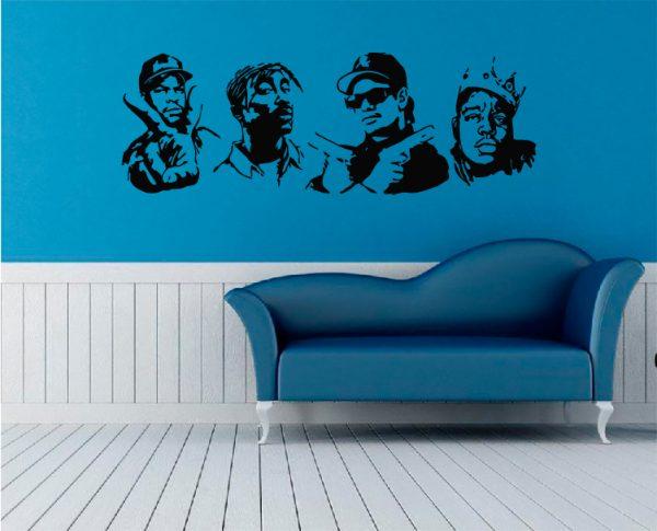 Biggie Smalls, Snupdog and ather. Portrets. Wall Decal. Black color