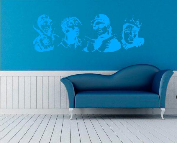 Biggie Smalls, Snupdog and ather. Portrets. Wall Decal. Blue color