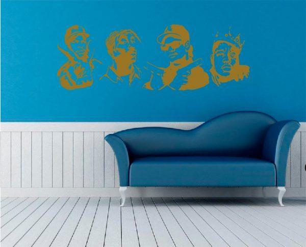Biggie Smalls, Snupdog and ather. Portrets. Wall Decal. Gold color