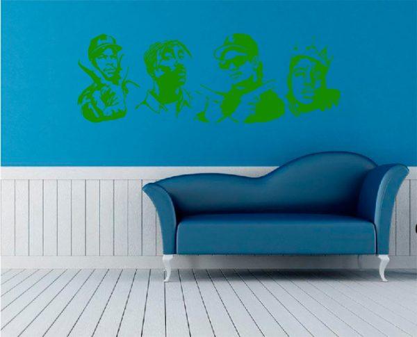 Biggie Smalls, Snupdog and ather. Portrets. Wall Decal. Green color