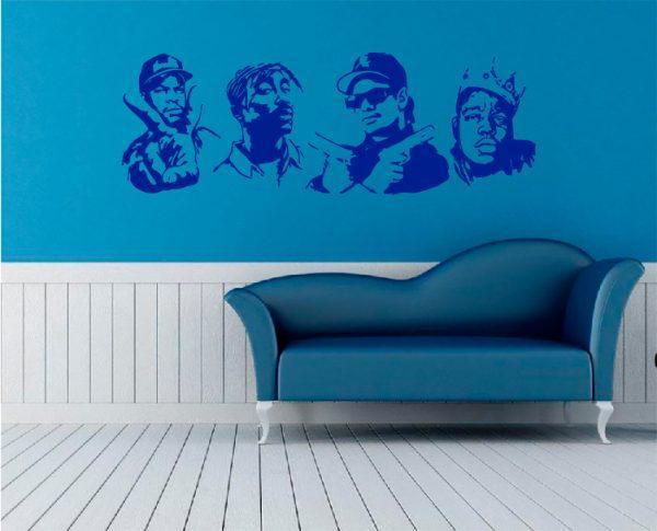 Biggie Smalls, Snupdog and ather. Portrets. Wall Decal. Navy color