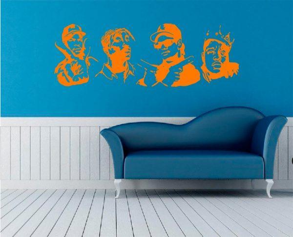 Biggie Smalls, Snupdog and ather. Portrets. Wall Decal. Orange color