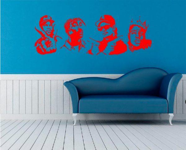 Biggie Smalls, Snupdog and ather. Portrets. Wall Decal. Red color