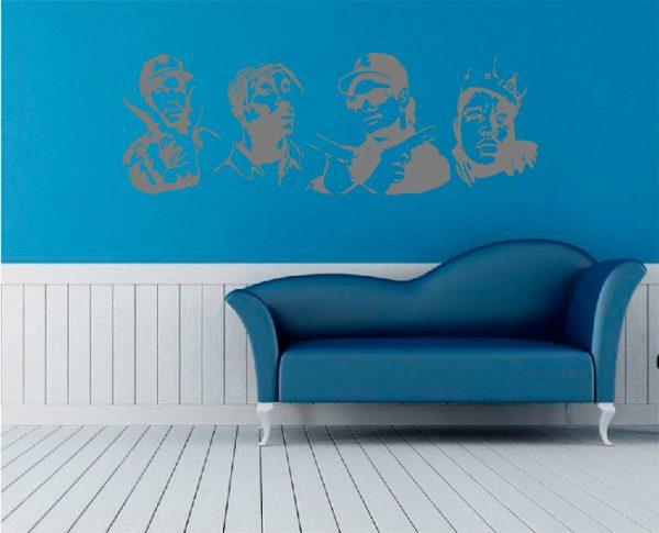 Biggie Smalls, Snupdog and ather. Portrets. Wall Decal. Silver color