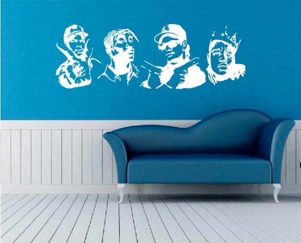 Biggie Smalls, Snupdog and ather. Portrets. Wall Decal. White color