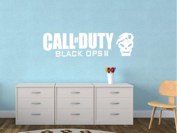 Call of Duty Black Ops Wallsticker with skull. White color