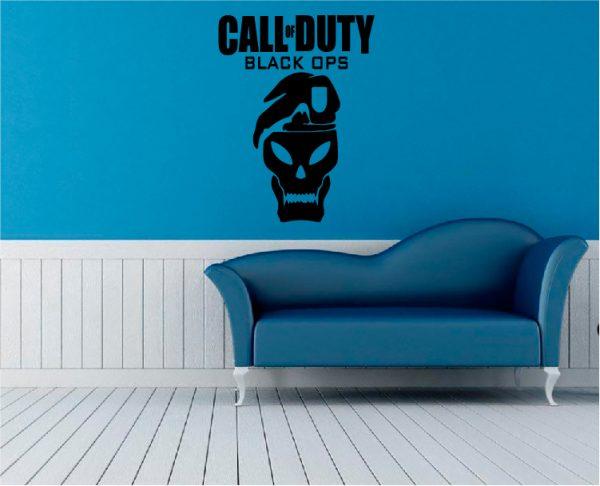 Call of Duty Black Ops Wallsticker with skull. Black color
