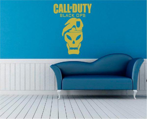 Call of Duty Black Ops Wallsticker with skull. Gold color