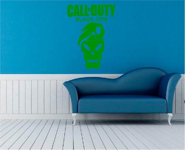Call of Duty Black Ops Wallsticker with skull. Green color