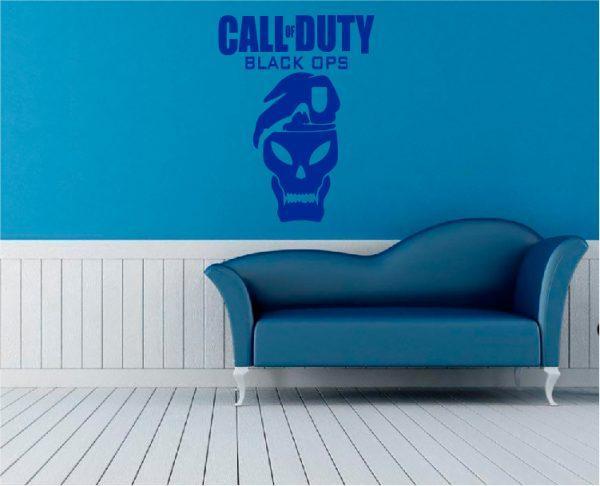 Call of Duty Black Ops Wallsticker with skull. Navy color