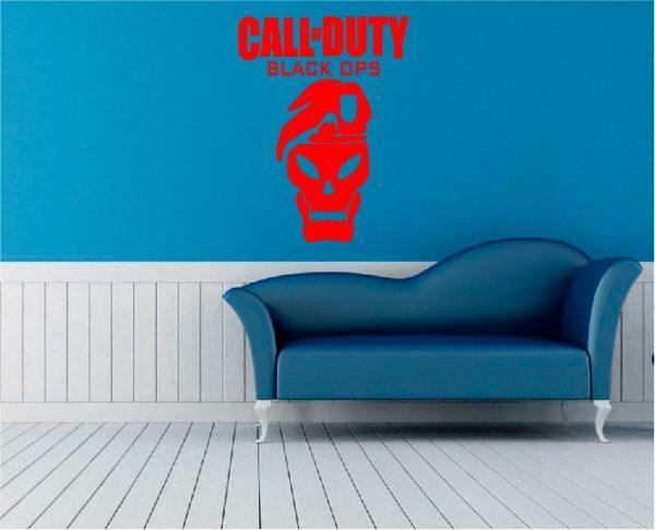Call of Duty Black Ops Wallsticker with skull. Red color