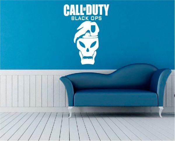 Call of Duty Black Ops Wallsticker with skull. White color