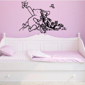 Classic Winnie The Pooh, Tigger and Piglet Wall Decal. Black color