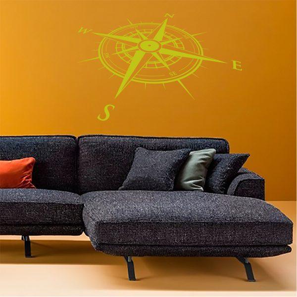 Compass Nautical Rose. Travel Theme Wall sticker. Gold color