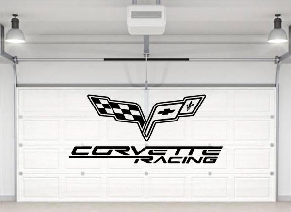 Corvette Racing Emblem Logo Wall Sticker. Black color
