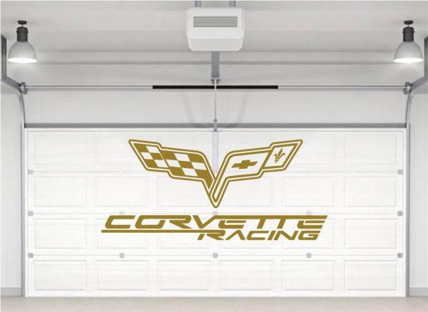 Corvette Racing Emblem Logo Wall Sticker. Gold color