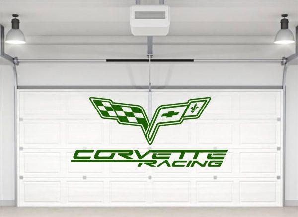 Corvette Racing Emblem Logo Wall Sticker. Green color