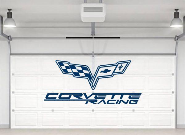 Corvette Racing Emblem Logo Wall Sticker. Navy color