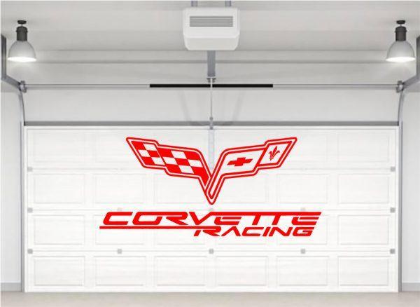 Corvette Racing Emblem Logo Wall Sticker. Red color