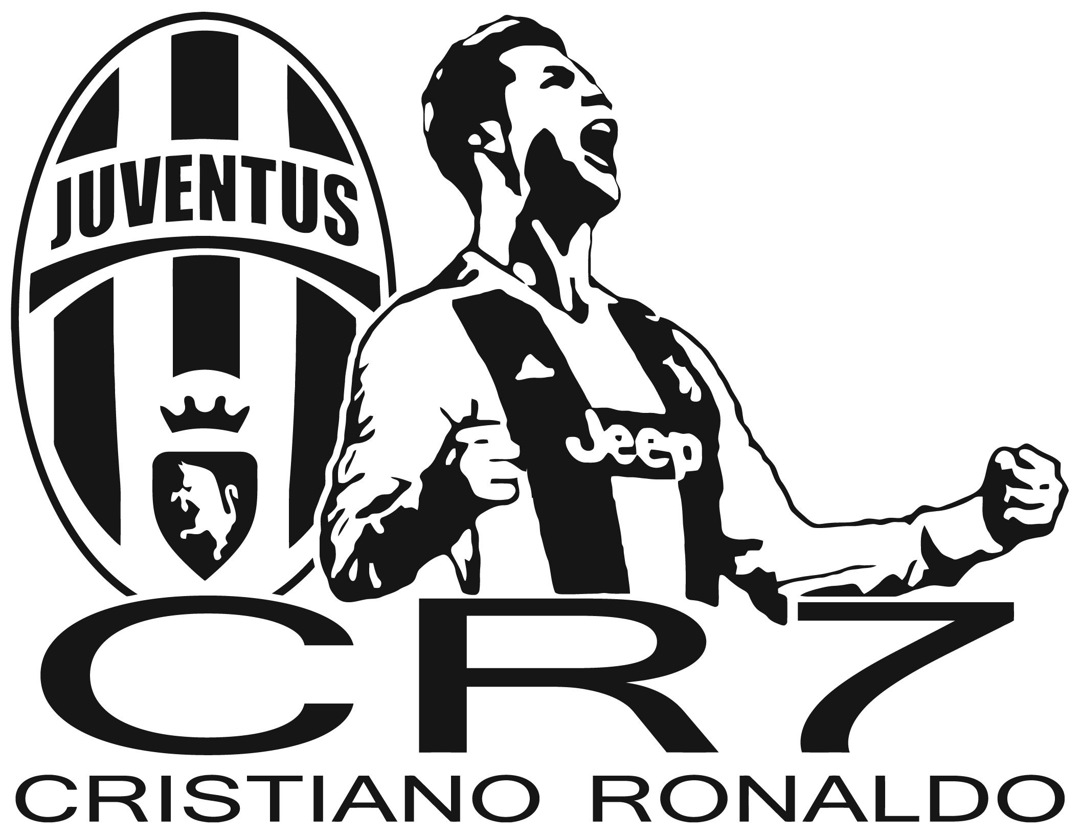 Galuisi Adesivo Sticker Cristiano Ronaldo CR7 Juve Juventus 2018 Nero Lucido, Piccolo 7,7 * 10 cm