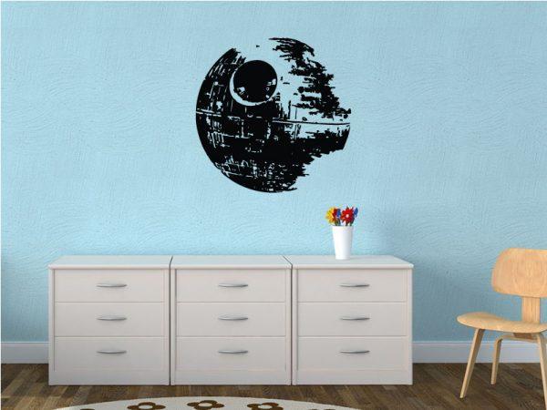 Death Star. Star Wars theme wall sticker. Black color
