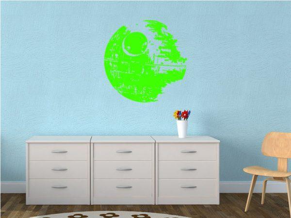 Death Star. Star Wars theme wall sticker. Lime green color