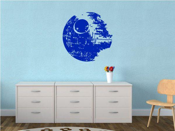 Death Star. Star Wars theme wall sticker. Navy color