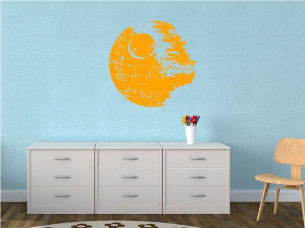 Death Star. Star Wars theme wall sticker. Orange color