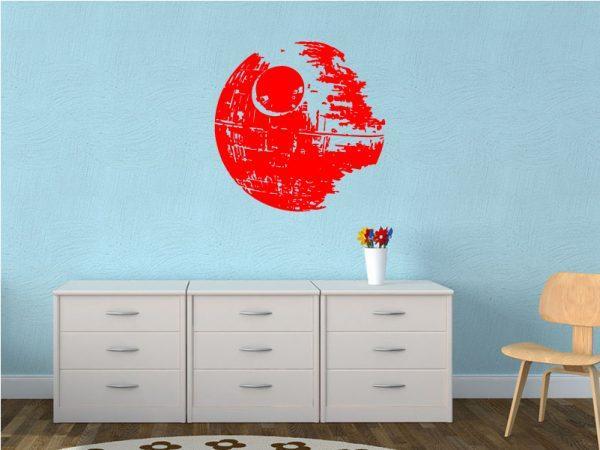Death Star. Star Wars theme wall sticker. Red color