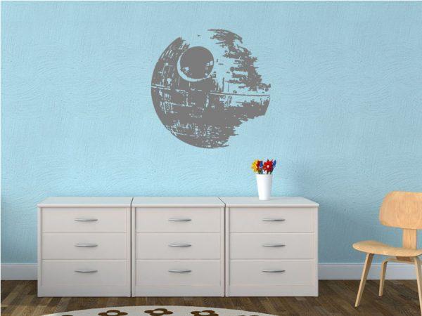 Death Star. Star Wars theme wall sticker. Silver color