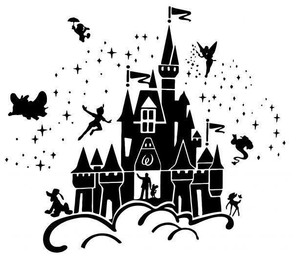 Disney Castle with Cartoon Characters. Wall decal. Sticker preview