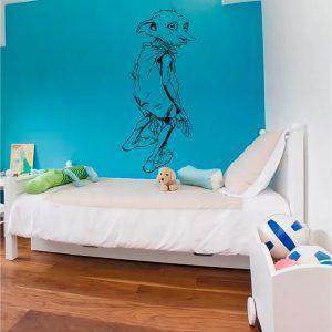 Dobby is Personage of Harry Potter Movie. Wall sticker. Black color