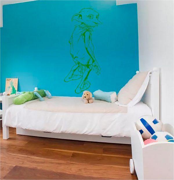Dobby is Personage of Harry Potter Movie. Wall sticker. Green color