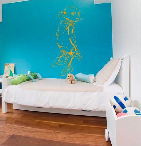 Dobby is Personage of Harry Potter Movie. Wall sticker. Orange color