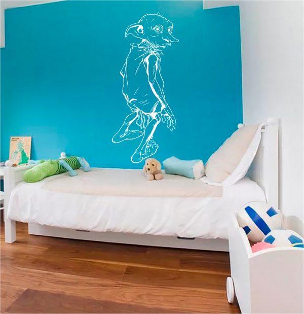 Dobby is Personage of Harry Potter Movie. Wall sticker. White color