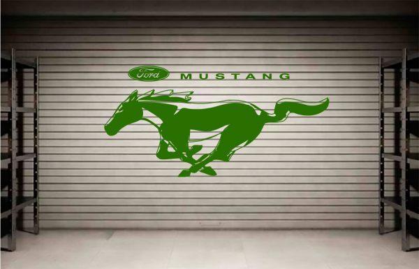 Ford Mustang Gt Logo Wall Sticker. Green color