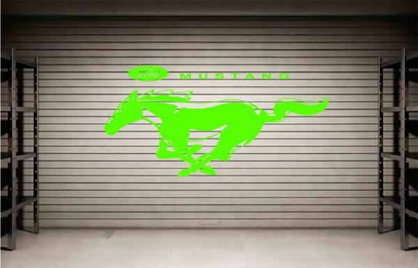 Ford Mustang Gt Logo Wall Sticker. Lime green color