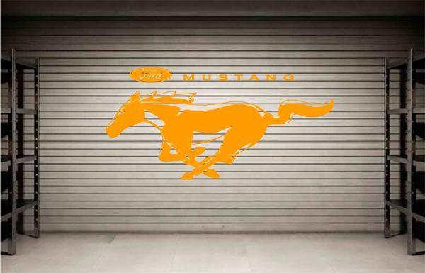 Ford Mustang Gt Logo Wall Sticker. Orange color
