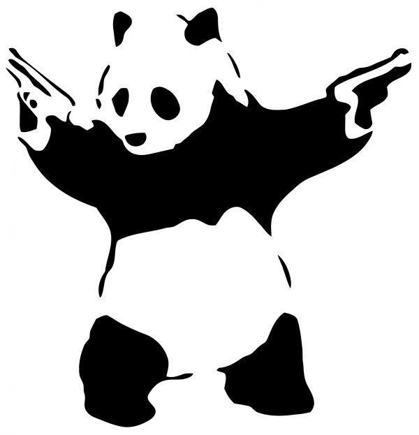 Gun Toting Panda. Banksy Graffiti wall sticker.Sticker prewiev