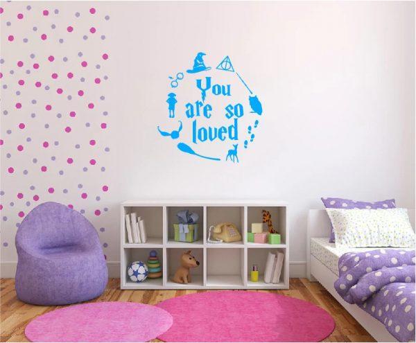 Harry Potter Wall Sticker Quote You are So Loved. Blue color