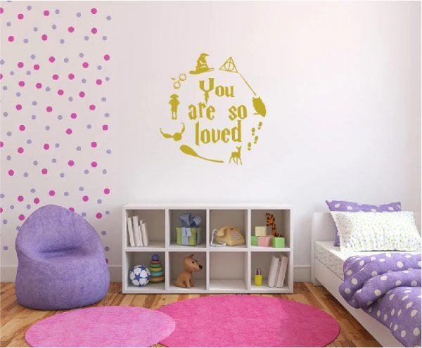 Harry Potter Wall Sticker Quote You are So Loved. Gold color