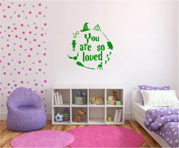Harry Potter Wall Sticker Quote You are So Loved. Green color