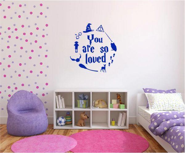 Harry Potter Wall Sticker Quote You are So Loved. Navy color