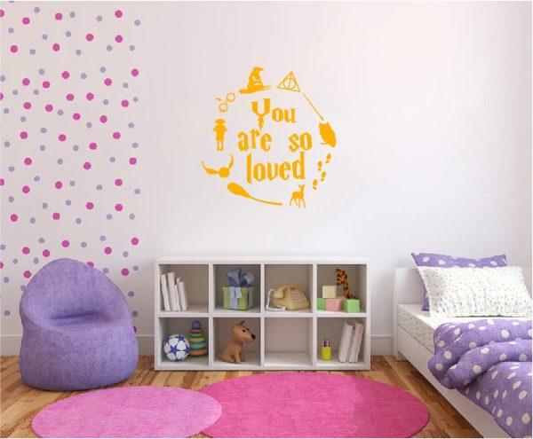 Harry Potter Wall Sticker Quote You are So Loved. Orange color
