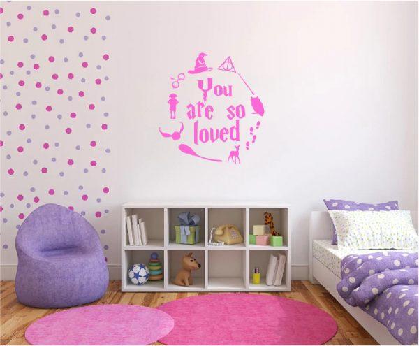 Harry Potter Wall Sticker Quote You are So Loved. Pink color