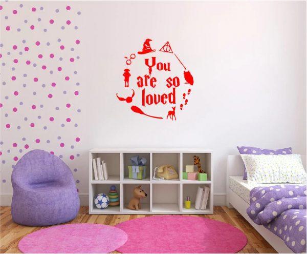 Harry Potter Wall Sticker Quote You are So Loved. Red color